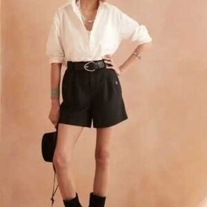 Banana Republic High Waist Suede Shorts - Black